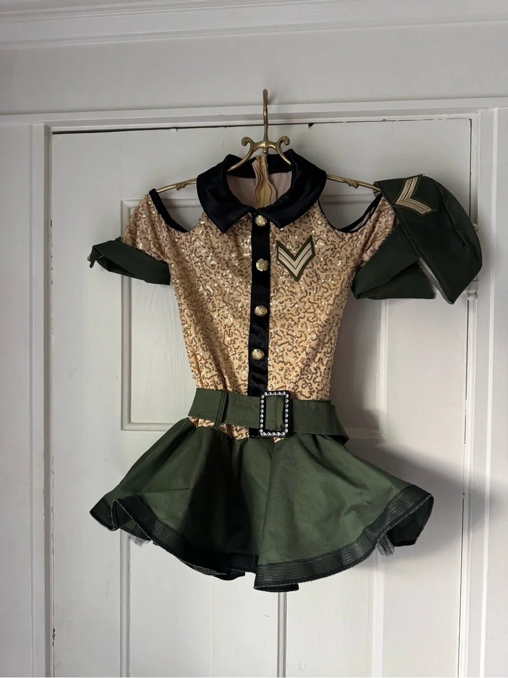 Weissman Mighty Wings LC Military Dance Costume Gold Sequin Green
